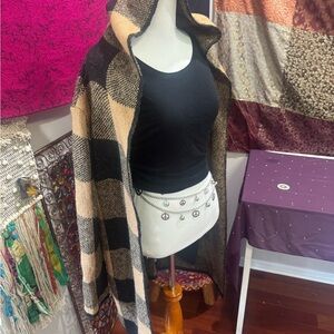 Love By Design Black and Tan Checkered Cardigan